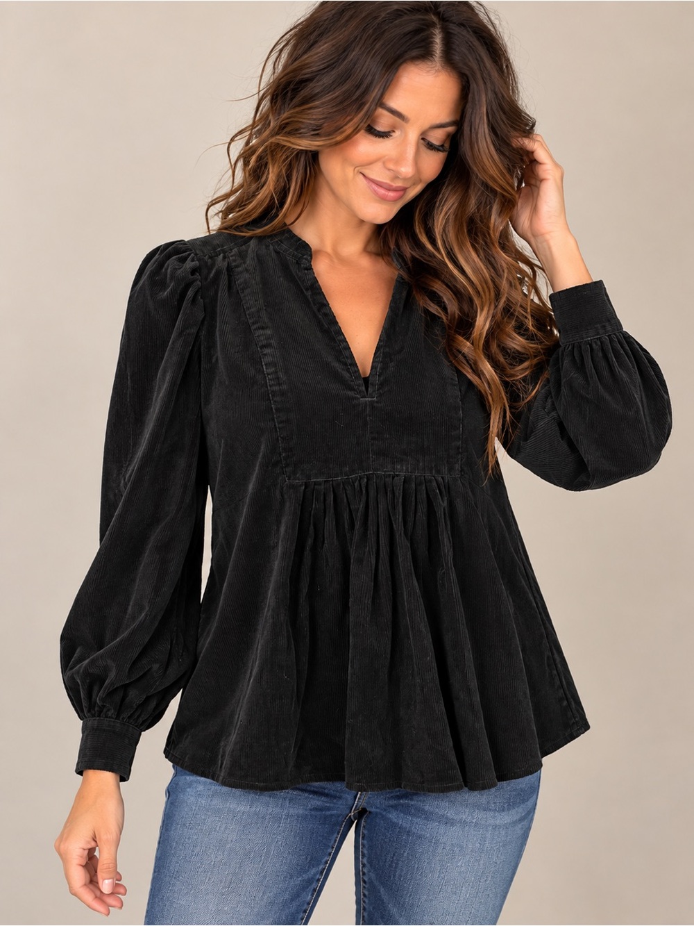 ✨🖤 Banana Republic Black Corduroy Boho Top • NWT • Size M 🖤✨